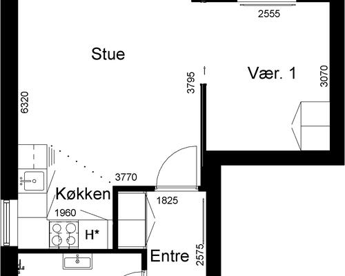 2 værelses hus i Nørre Snede