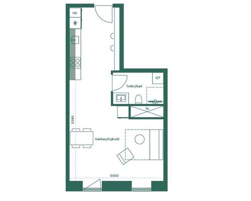Rummelig 1-værelses på 55 kvm i hjertet af Aarhus C