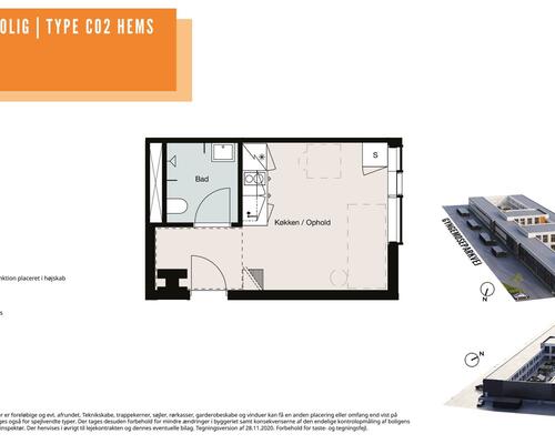 1 værelses lejlighed i Søborg