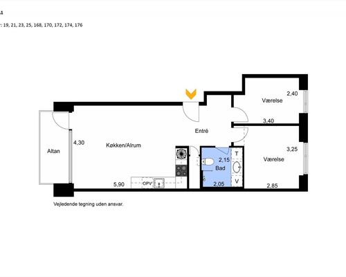 3 værelses lejlighed i København SV