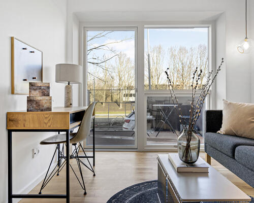 Flot 2-værelses lejlighed med terrasse i Skejbyen