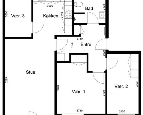 3 værelses lejlighed i Viborg