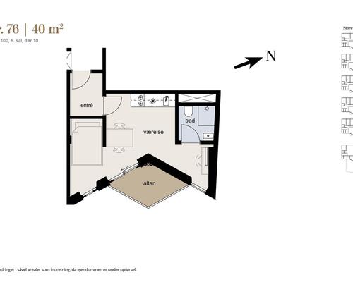 1 værelses lejlighed i København K