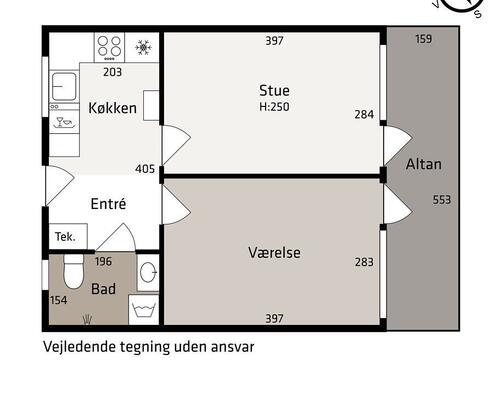 Delevenlig lejlighed tæt på Uni med altan.