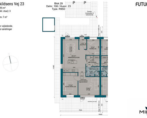 3 værelses hus i Give