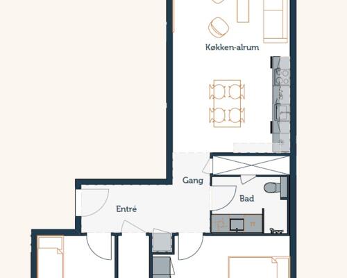 3 værelses lejlighed på Elementfabrikken i Brøndby udlejes