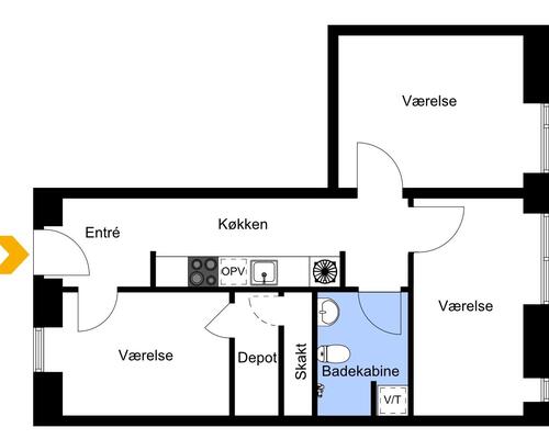 3 værelses lejlighed i Århus C