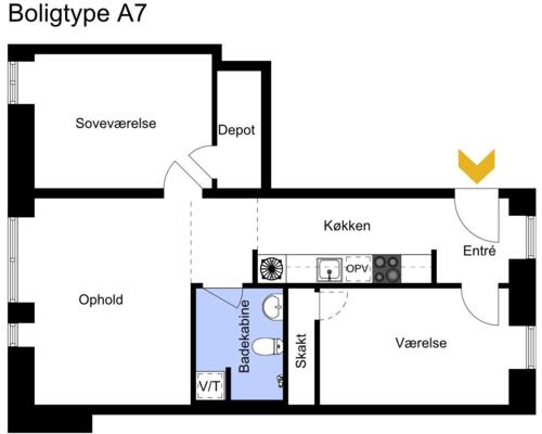 3 værelses lejlighed i Århus C