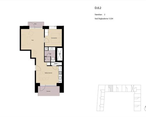 2 værelses lejlighed i København SV