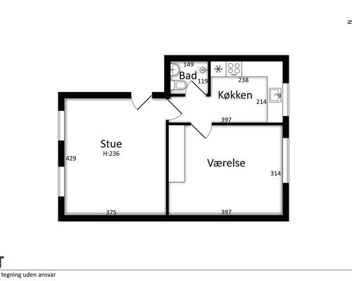 Lys og velindrettet 2-værelses på Valdemarsgade – klassiske plankegulve, fælles gård og central Aalborg-adresse