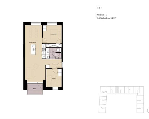 3 værelses lejlighed i København SV