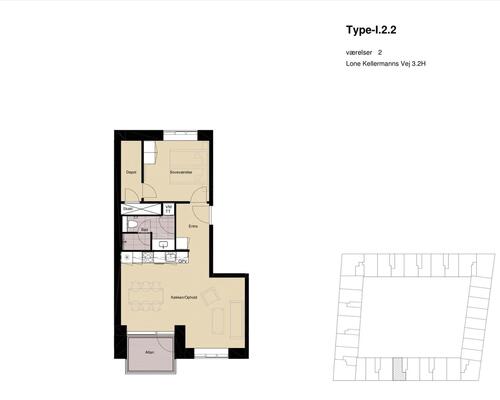 2 værelses lejlighed i København SV