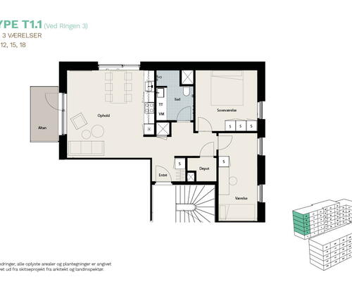 3 værelses lejlighed i Roskilde