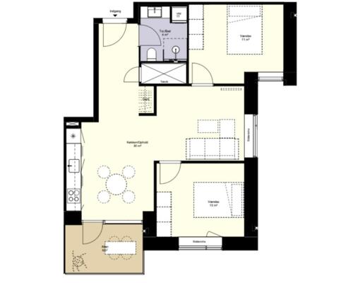 3-værelses på øverste etage i ZigZag Huset - SE VIDEO