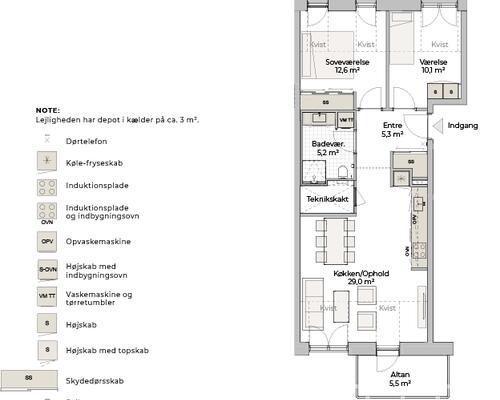3 værelses lejlighed i Risskov