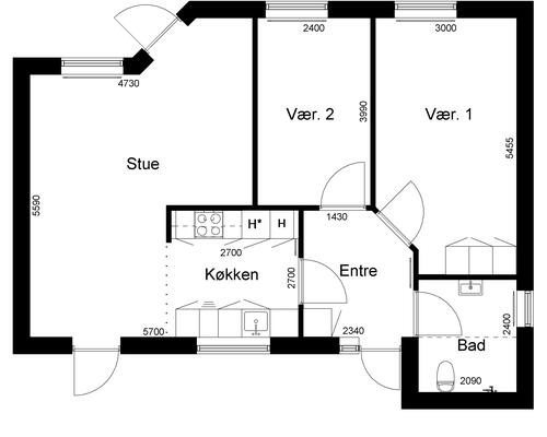 2 værelses hus i Sørvad