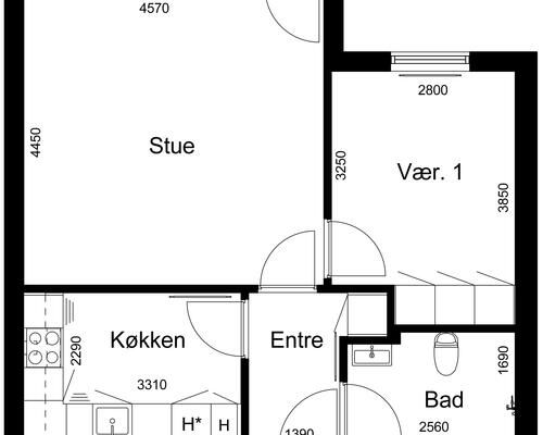 2 værelses hus i Ørnhøj