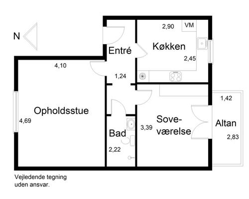 Nyrenoveret lejlighed med stor altan