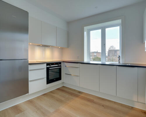 Nyrenoveret og rummelig lejlighed med stor altan