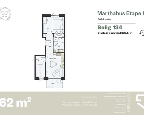 3 værelses lejlighed i København S