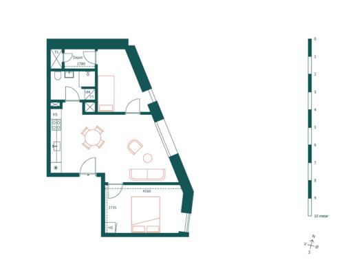 FANTASTISK 3-VÆRELSES LEJLIGHED I SMILETS BY