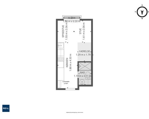 1 værelses lejlighed i Nordhavn