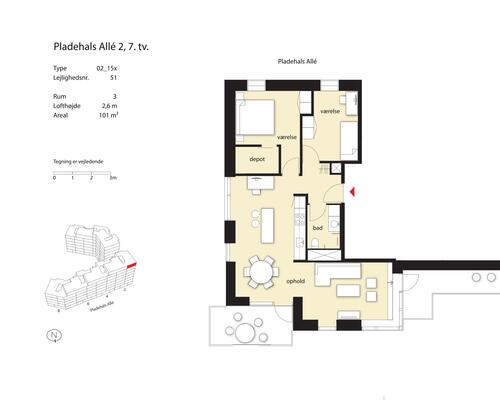 3 værelses lejlighed i København SV