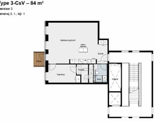 Flot 2-værelses lejlighed i Lyngby