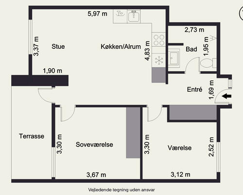 2 værelses lejlighed i Herning