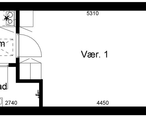 1 værelses lejlighed i Rødkærsbro
