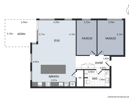 Gennemført 3-værelses lejlighed i Taffeltårnet på Spritten