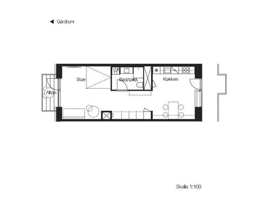 1 værelses lejlighed i Valby