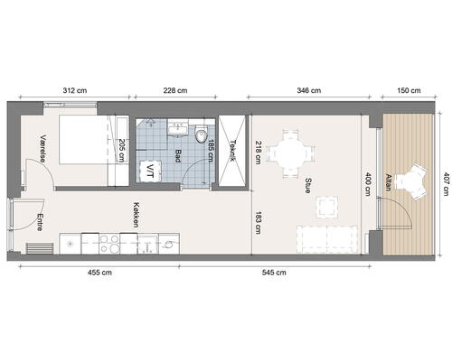 Moderne 2 værelses gavlbolig med egen altan mod vest mod aftensolen! +50 seniorbofællesskab