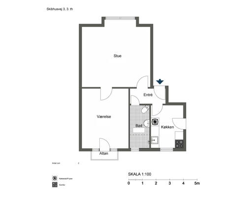 Stor 2 værelses med altanKUN 1 MÅNEDS DEPOSITUM