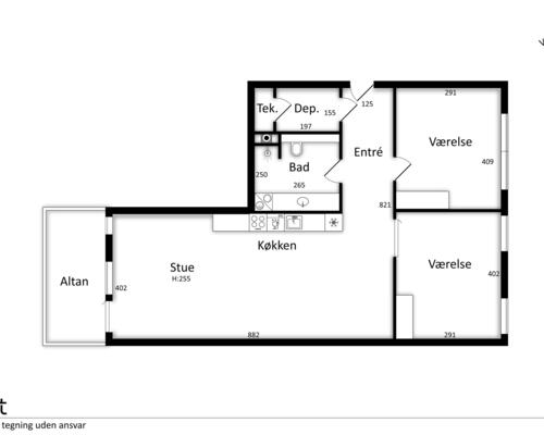 3 værelses lejlighed i København S
