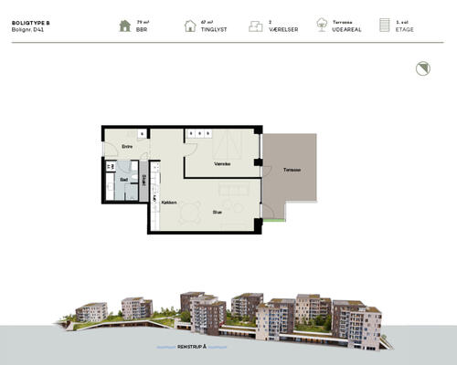 2 værelses lejlighed i Silkeborg