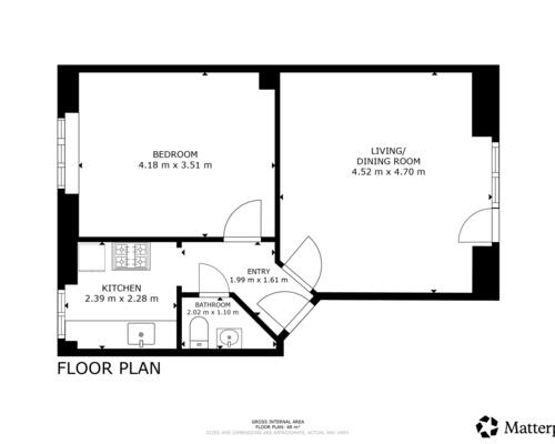 1 værelses lejlighed i Kongens Lyngby