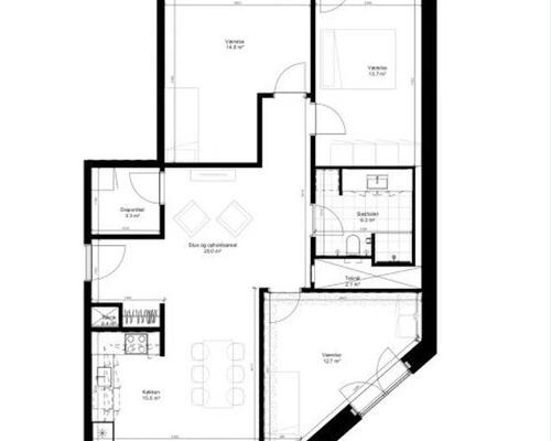 Lys 4-værelses med altan i hjertet af Borggade