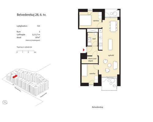 3 værelses lejlighed i København SV