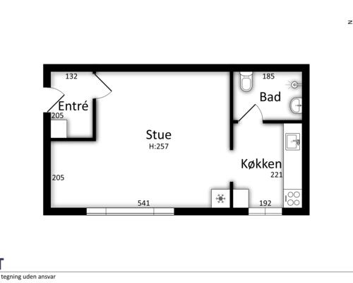 1 vær. lejlighed på 38 kvm. beliggende i pæn ejendom nær fredskov