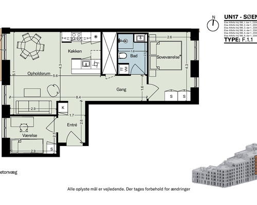 UN17 Søen - Rummelig 3 vær. lejebolig med vestvendt altan – perfekt familie- eller delebolig