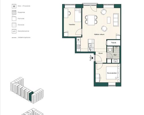 3 værelses lejlighed i København S