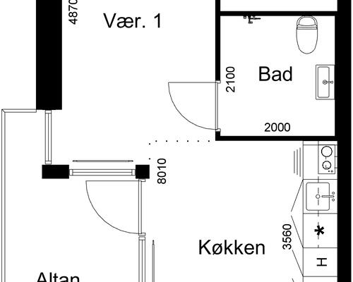 1 værelses lejlighed i Bjerringbro