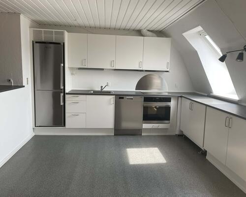 Nydelig 2. værelses lejlighed med synlige bjælker og masser af atmosfære