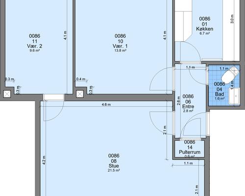 3 værelses lejlighed i Randers