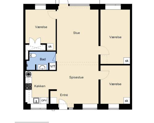 4 værelses lejlighed i Ringsted