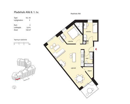 3 værelses lejlighed i København SV