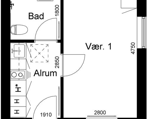 1 værelses hus i Ryslinge