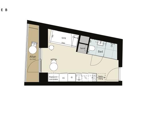 1 værelses lejlighed i Århus N