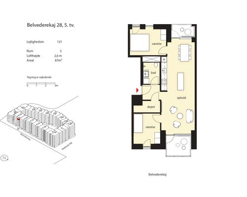 3 værelses lejlighed i København SV